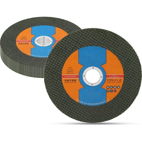 Paquete de 10 discos de corte ultrafinos para metales y acero inoxidable, compatibles con amoladoras angulares y sierras (4-1/6 x 2/3 pulg.). (1/5)