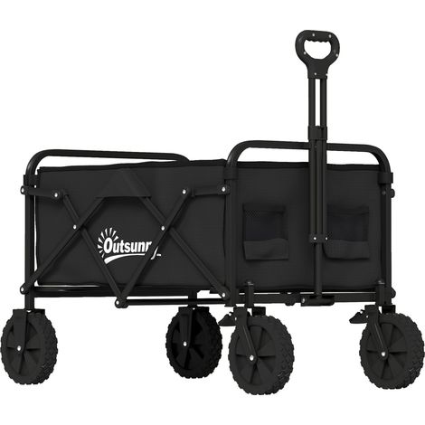 Faltbarer Gartenwagen mit verstellbarem Griff, schwarz, Tragkraft 80 kg