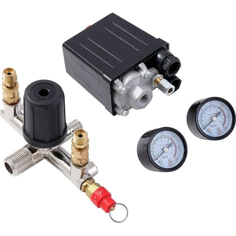 G1/4 inch dual output air compressor pressure switch with safety valve measuring regulator (1/4)