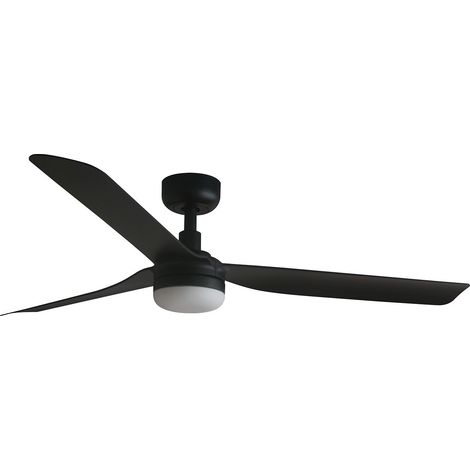 FARO Ventilateur de plafond avec lumiere LED moteur DC 6 vitesses reversible compatible plafonds inclines acier noir mat modele Punt M (1/2)