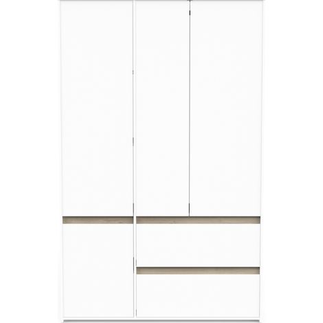Armadio 4 porte e 2 cassetti decorazione rovere kronberg e bianco opaco H220,5 cm - CLYDE