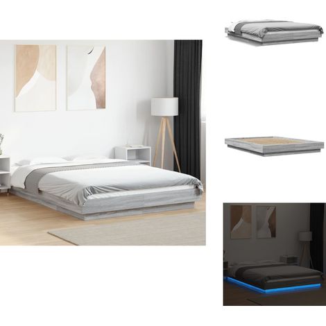 Cadre de lit et lumières LED sans matelas sonoma gris 140x200cm - Cadre De Lit - Lumieres Led - Lit Moderne - Lit Design - Lit Double (1/5)
