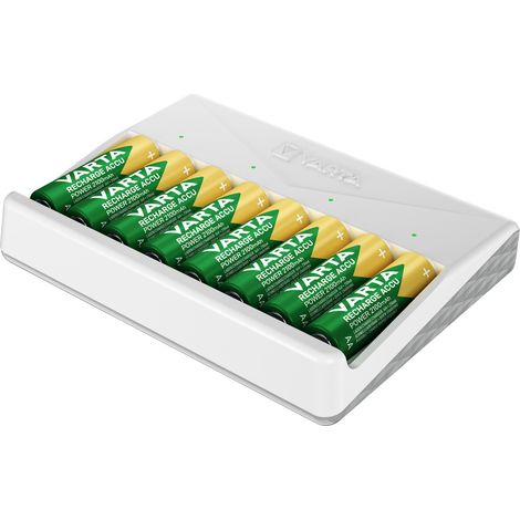 Varta – Chargeur de piles NiMH AA/AAA – Alimentation USB Type C – Charge 8 piles en 4,5 heures – Design compact avec LEDs de charge
