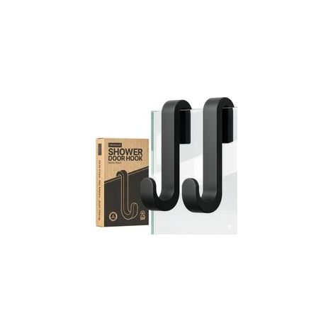 Crochets de Douche à Suspendre, Crochets Porte Serviette en Silicone pour Porte de Douche en Verre Sans Cadre, Crochet Douche, Lot de 2 (1/5)