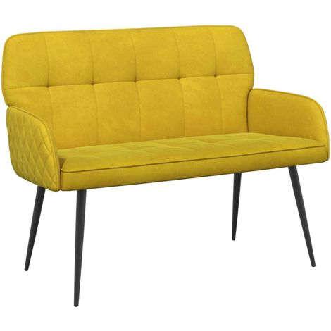2 Seater Sofa with Metal Legs 2-Seater Yellow Velvet vidaXL (1/5)