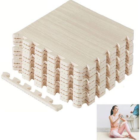 Dalle de Mousse EVA 24 Pièces – Tapis Interlocking antidérapant pour Meubles, Gym, Enfants – Couvre 22 Pieds Carrés – Facile à Nettoyer- 30x30cm (1/5)