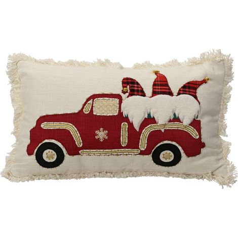 Decoris Cuscino Natalizio Gnomi 50x30 cm Rosso Bianco in Cotone