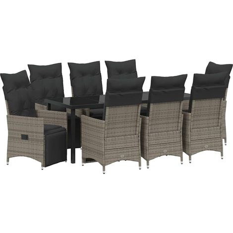Maison Exclusive - Set da Pranzo per Giardino con cuscino 9 pcs Grigio polyrattan