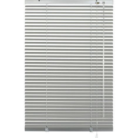 Deco Company, 23-3041 Veneziana in Alluminio con Fissaggio a Morsetto, Per privacy, protezione da luce e sole, Kit di montaggio incluso, Oscurante in alluminio, Argento, 45 x 130 cm (LxA)
