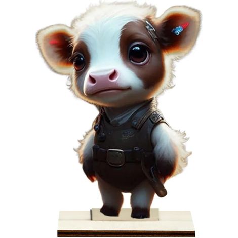 Ornement en bois, vache des Highlands, design mignon et cartoon, aspect réaliste, finitions soignées, décoration de table, objet de décoration artisanale - F (1/2)