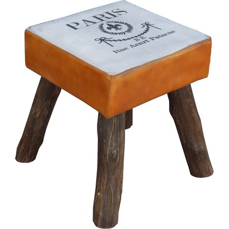 Taburete tapizado marrón 44x44x45