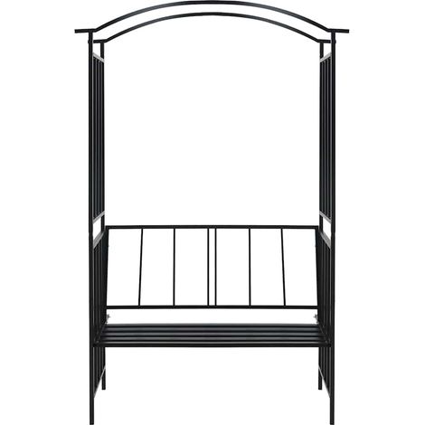 Maison Exclusive - Voûte de jardin avec banc Noir 128x50x207 cm Fer (1/5)