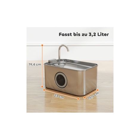 3,2 L Edelstahl 304 Katzenbrunnen, leise Pumpe, silber OKMYHOME (1/5)
