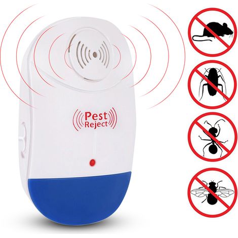 Lot de 4 répulsifs anti-nuisibles à brancher, efficaces contre les souris, moustiques, insectes, punaises, fourmis, araignées, cafards, rongeurs et rats, pour une utilisation en intérieur. (1/2)