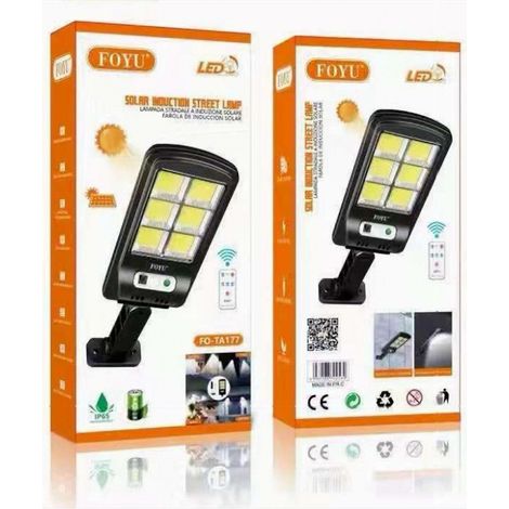 TrAdE Shop Traesio - 2 Pz Faro Lampione Stradale Con Pannello Solare Fotovoltaico 160 Led Cob Sensore -