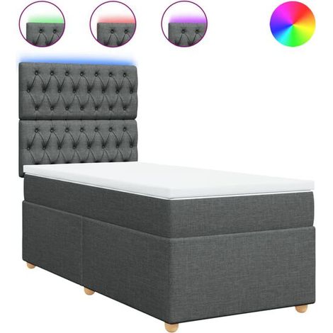 Cadre de lit en tissu, matelas inclus, gris foncé, 80 x 200 cm (1/5)