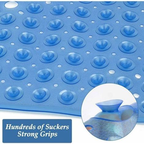 Tapis de Douche Antidérapants Carré en PVC 53 × 53cm, Tapis de Bain avec Ventouse pour Cuisine et Salle de Bain - Bleu (1/4)