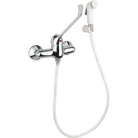 EASY Wandeinhebelmischer mit Keramik-Kartusche und hygienischer Handbrause. Klinische Hebelsteuerung - Idral