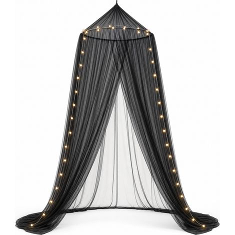 Moustiquaire Baldaquin sans Installation pour Lit 150-180 cm Noir (1/5)