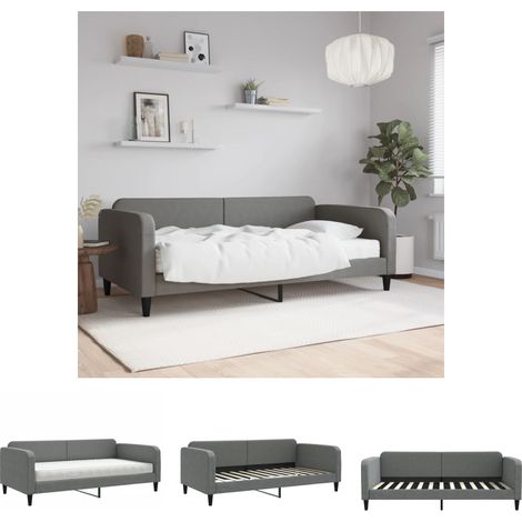 The Living Store Tagesbett mit Matratze Dunkelgrau 100x200 cm Stoff - Betten & Bettgestelle (1/5)