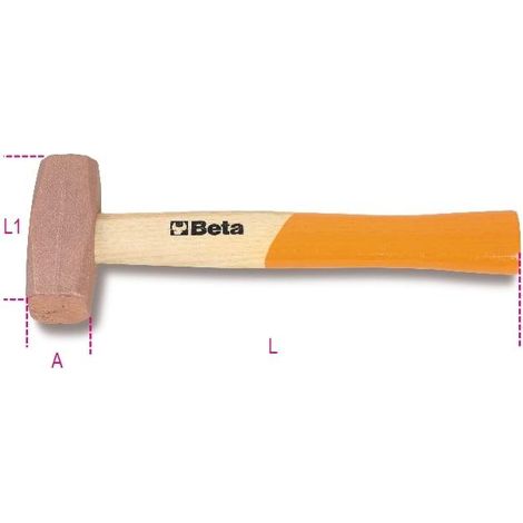 Beta Tools Hache en cuivre 1 kg manche bois ergonomique