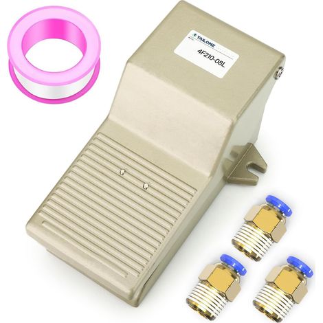 Kit de valve de pédale pneumatique 1/4 "BSP Contrôle de pression antidérapant en caoutchouc 5 voies à 2 positions 4F210-08L(avec Lock)avec raccords pneumatiques 6mm) (1/5)