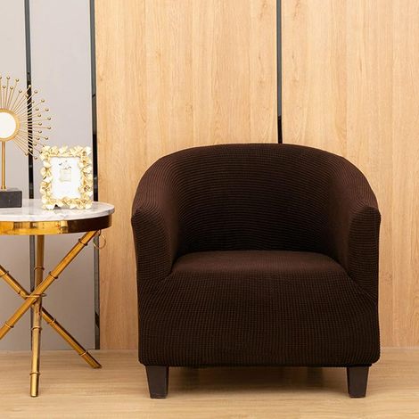 Housse ronde pour petit canapé ou fauteuil de bain - couleur café foncé - housse semi-ronde en velours côtelé 65-90 cm