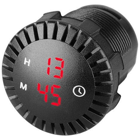 Horloge LED de voiture Horloge tactile Horloge numérique de voiture étanche 12V / 24V Mini horloge digitale led Mini Horloge De Moto Diamètre de 2,01 pouces pour Voitures, navires, SUV,rouge (1/5)