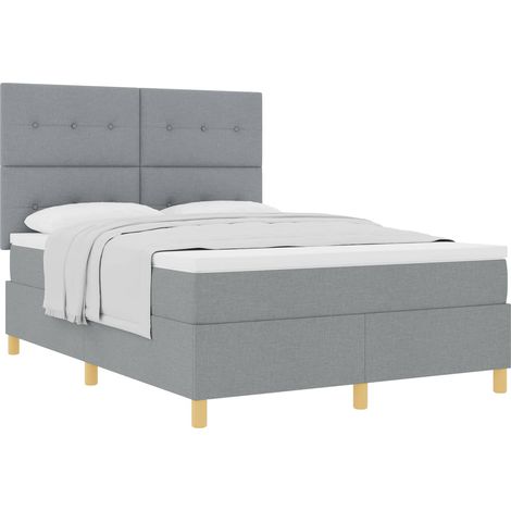Maison Exclusive - Lit à ressorts avec tête de lit Gris clair 160 x 200 cm tissu (1/5)