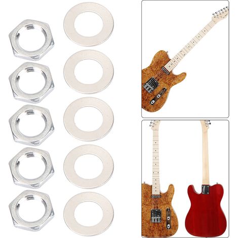 5 Pièces Boulons et Rondelles M8 pour Connecteur Jack Guitare/Basse en Métal (1/4)