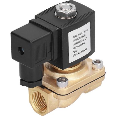 2-Wege-Magnetventil aus Messing, Solar-Elektro, normalerweise geschlossen, Rohrleitungseinlass-Steuerungsteile G1/2 Zoll, 110 V AC