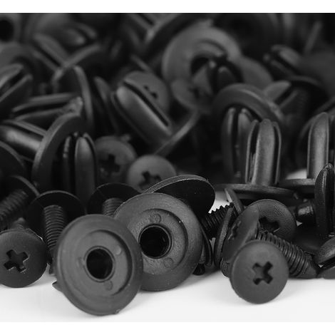100 Fixations en plastique pour voiture, clips à pousser pour pare-chocs et ailes, trou de 6 mm, attache rapide pour carrosserie (1/5)