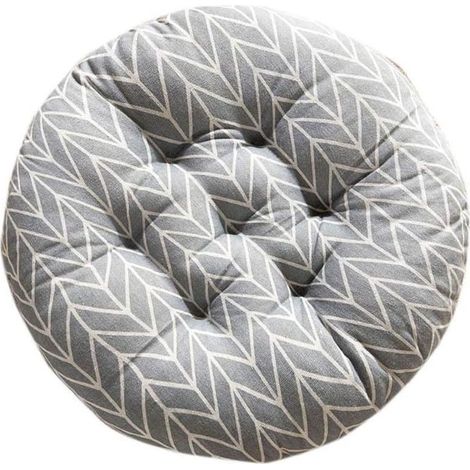 Coussin rond épais pour chaise de salle à manger, canapé, dossier de chaise, tabouret, tatami. Matières : coton et lin - Gris, Lin et coton, gris, 40 x 40 cm