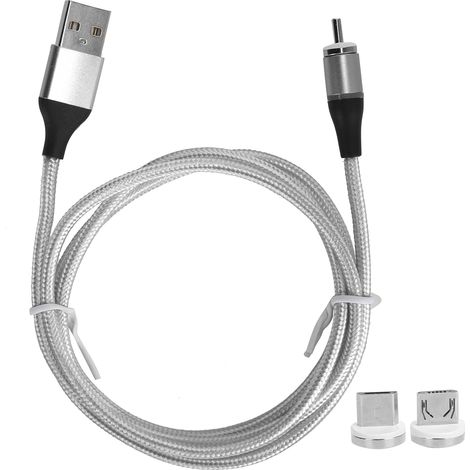Câble de données magnétique ultra-rapide de 1 m (5 A), compatible avec Huawei Type-C, Android et Apple, blanc (1/5)
