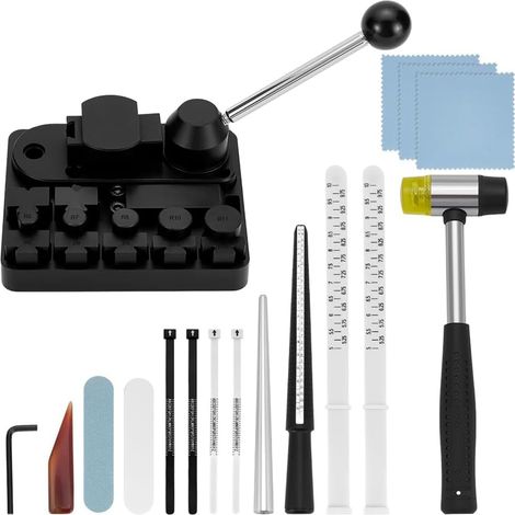 Machine à Fabriquer des Anneaux à la Cuillère, Kit D'Outils de Pliage D'Anneaux Robustes, Kit de Fabrication de, Mandrin, Marteau en Caoutchouc, Outil de Pliage D'Anneaux (1/5)