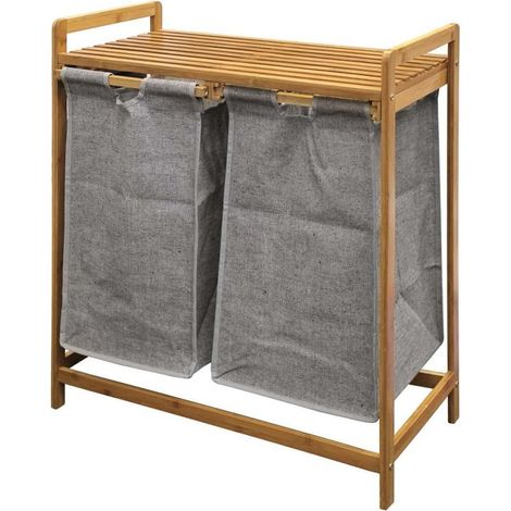 Meuble à linge 2 paniers amovibles bambou Tao (1/3)