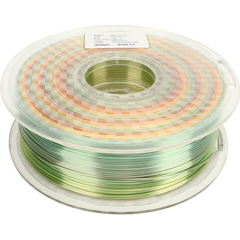 Filament PLA Arc-en-ciel Multicolore 3D, Bobine Gradient Soie Douce et Résistante, Consommable Impression Haute Qualité (1/5)