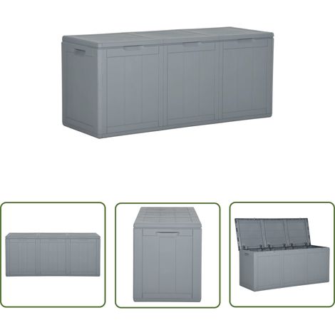 The Living Store Garten-Aufbewahrungsbox 270 L Grau PP Rattan - Gartenbox - Aufbewahrungsbox - Outdoor Box - Wetterfest - UV-beständig (1/5)