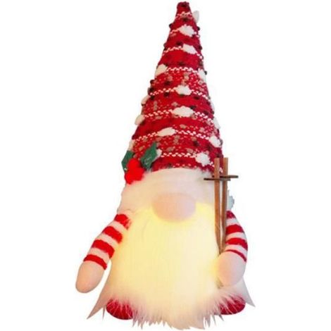 Elfe Ski Gnome avec LumièRe LED Rudolph DéCoration de NoëL pour la Maison Cadeaux de NoëL Nouvel An 29cm Rouge VILLAGE DE NOEL (1/4)