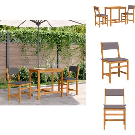 Ensemble de balcon avec coussins 3 pcs bois massif d'acacia - Meubles De Jardin - Salon De Jardin - Mobilier Extérieur - Table Basse - Chaises Pliantes (1/5)