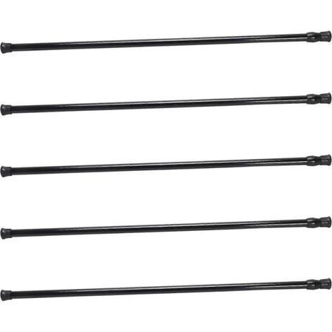 Lot de 5 barres de tringle à rideaux extensibles télescopiques à ressort pour voilage, 70-120 cm, noires (1/5)