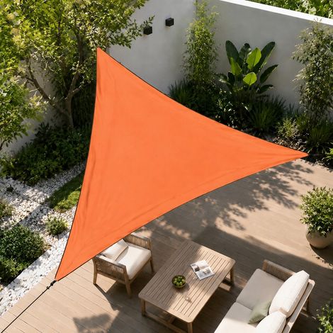 Voile D'ombrage Triangulaire, 3x3x3m Voile Ombrage Solaire (Orange) (1/5)