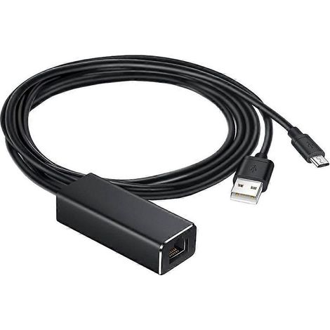 Adaptateur micro USB vers RJ45 (1 pièce) - Convertisseur réseau haut débit - Adaptateur Ethernet-200x3cm-Black (1/4)