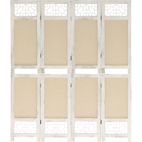 4-tlg. Raumteiler Creme 140x165 cm Stoff
