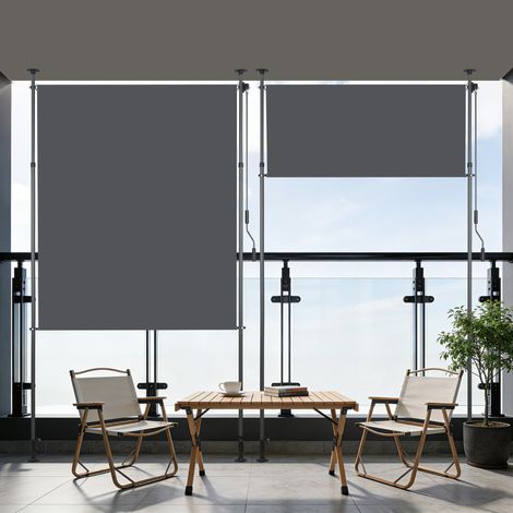 Toldo vertical exterior con pinza, 120 x 270 cm, poliéster gris antracita (1/5)