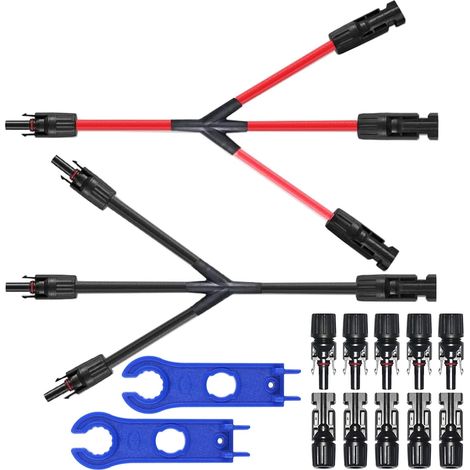 1 Paire Connecteur Solaire Y, 5 Paires Fiche PV, Câble Extension 30A 1000V IP65 Pour Panneau