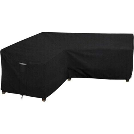 Housse Salon de Jardin en L Imperméable, Tissu Oxford 210D, Coupe-Vent, Anti-UV Housse de Protection Canapé Extérieur en Forme(215x215x87x80cm) - Noir