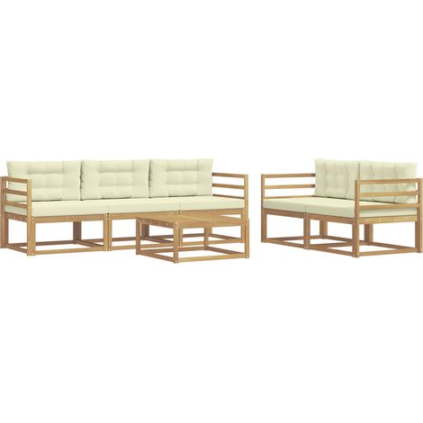 Outdoor Sofa Set with Cushion 6 pcs White and Cream vidaXL (1/5)