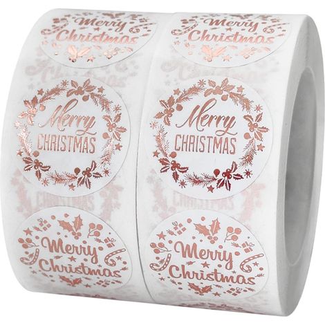 Lot de 2 Étiquette De Noël Auto 1000 Pièces Autos De Noël Étiquettes Gommettes Noel Rouleau Joyeux Noël Autos De Vacances (1/5)