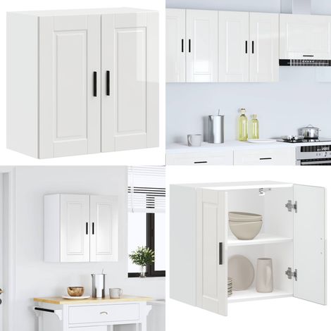 Armario pared cocina Porto madera ingeniería blanca alto brillo - Armario pared cocina - Armario de madera